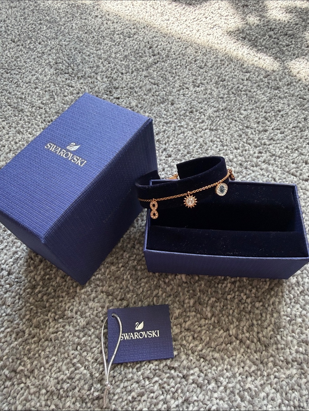 Swarovski Rose Gold Evil Eye Charm Bracelet